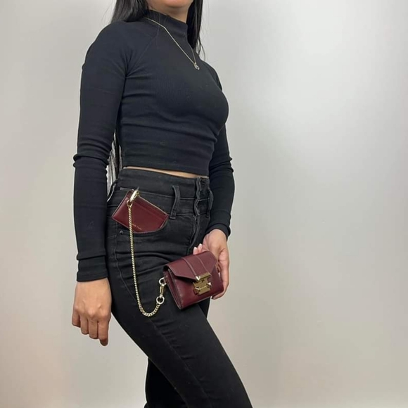 MICHAEL KORSOxblood Whitney Small Leather Chain Wallet - Picture 3 of 5